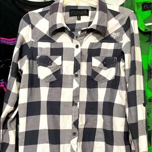 Fox Girls Button down plaid flannel shirt